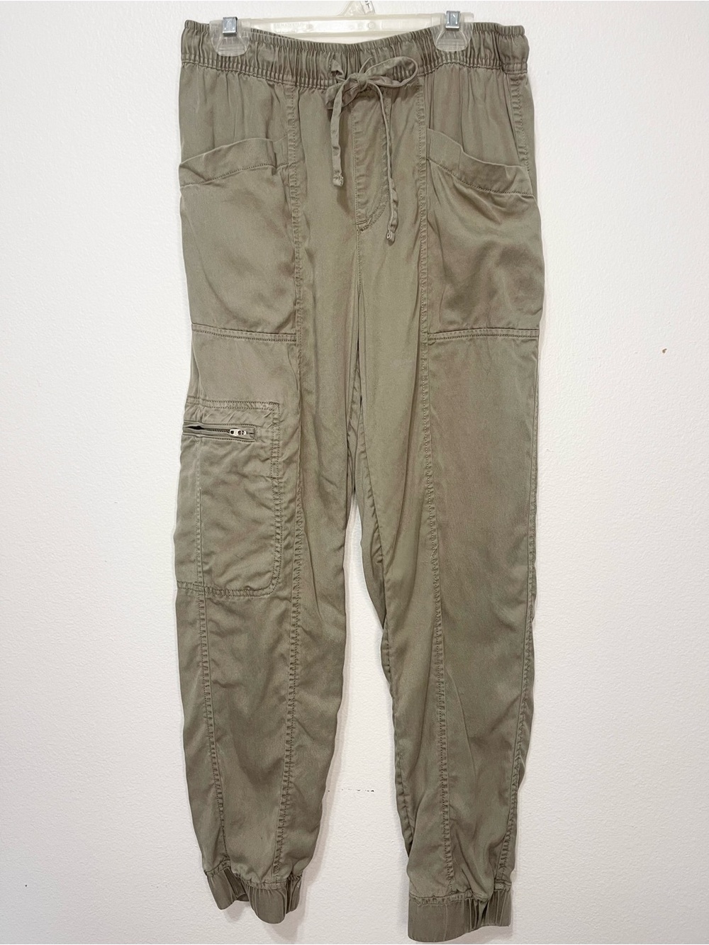 Nicole Miller Olive Green Drawstring Cargo Jogger Pants Size Small EUC